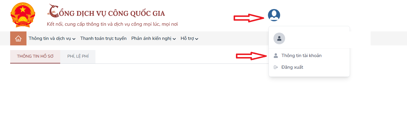 Đăng nhập tài khoản trên Cổng dịch vụ công quốc gia